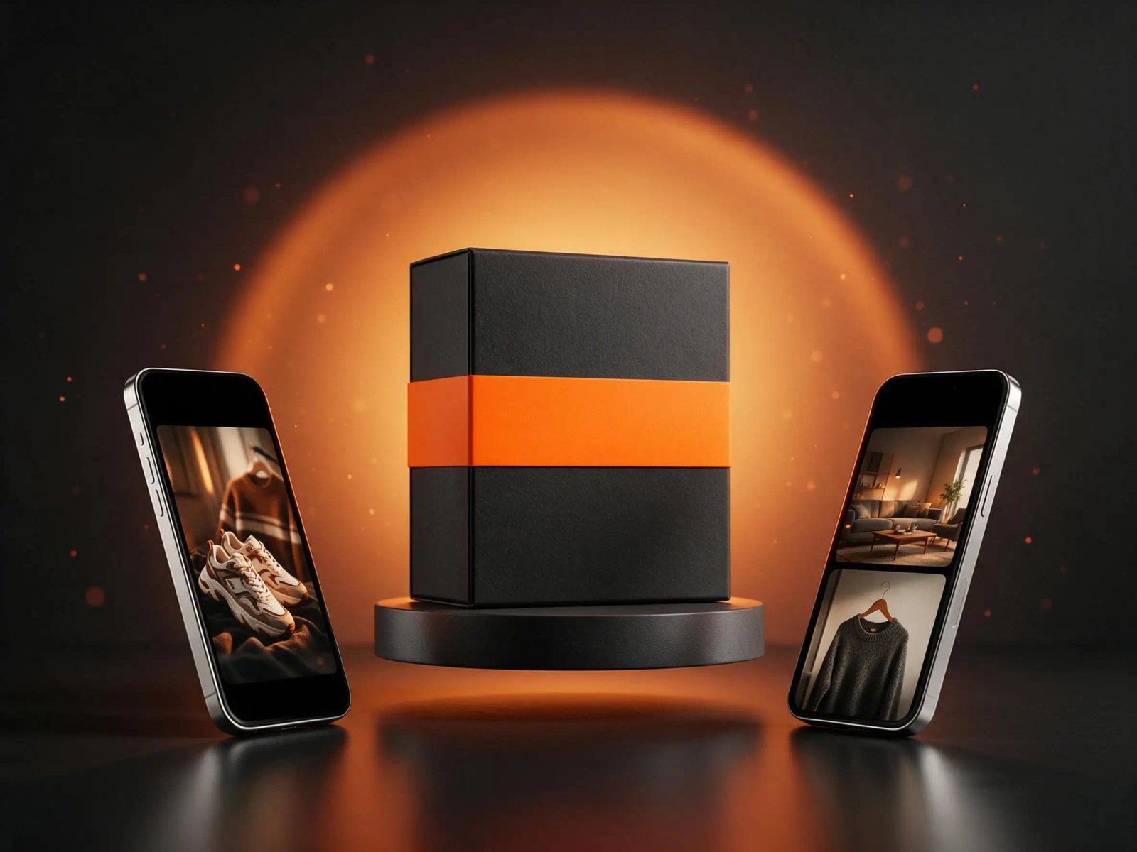 Pack Achadinhos Virais com celulares exibindo vídeos de produtos